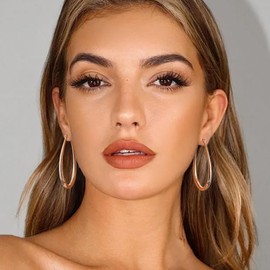 Gacimy Gold Chunky Hoop Earrings for Women, 14K Gold Plated Oval Hoop Earrings with 925 Sterling Silver Post, 50MM, Brass, No Gemstone