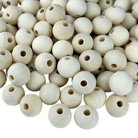 Nutabevr Pack of 120 20 mm Natural Wooden Beads, Untreated Round Schima Wooden Beads, Mini Spacer Beads with Hole 4 mm, Loose Beads Face Wooden Beads for DIY Crafts, Jewellery, Macrame, Bracelet,