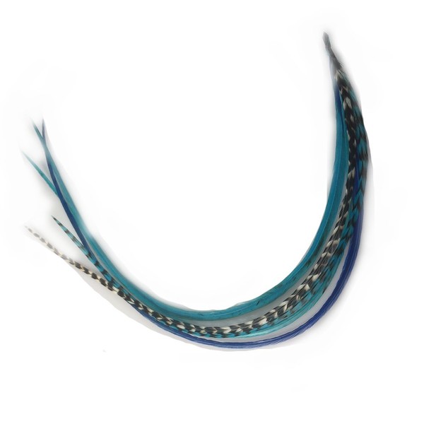 5 Feathers in Total 7"-10" in Length Ocean Blue feather hair extension Bonded At the Tip