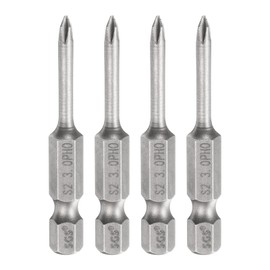 HARFINGTON 4pcs #0 Phillips Screwdriver Bit PH0 1/4" Hex Shank 2" (50mm) Long 0.12" Rod Magnetic Cross Head Drill Bits S2 Steel Industrial Screw Driver for Electric Power Tools, Gray