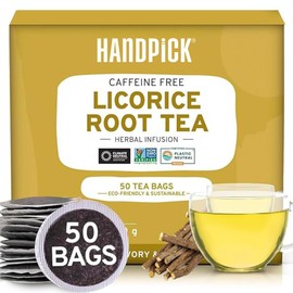 HANDPICK HANDPICK, Licorice Root Tea Bags (50 Count, 2g/bag) Licorice Tea | Non-GMO, Caffeine Free | Premium Quality Eco Conscious Round Bags
