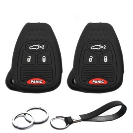 INFIPAR 2pcs Compatible with Dodge Avenger Charger Durango Magnum Jeep Commander Grand Cherokee Liberty Chrysler 4 Buttons Key Fob Cover Case Key Chain Protector Keyless Remote Holder