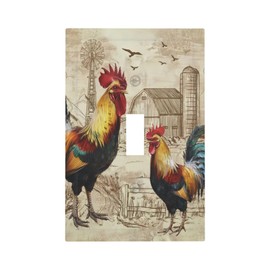 Algranben Farmhouse Rooster Farm Animal Light Switch Cover 1 Gang Single Toggle Rustic Barn Decorative Wall Plate Socket Covers Electrical Outlet Faceplate For Kitchen Bathroom Size 5 X 3