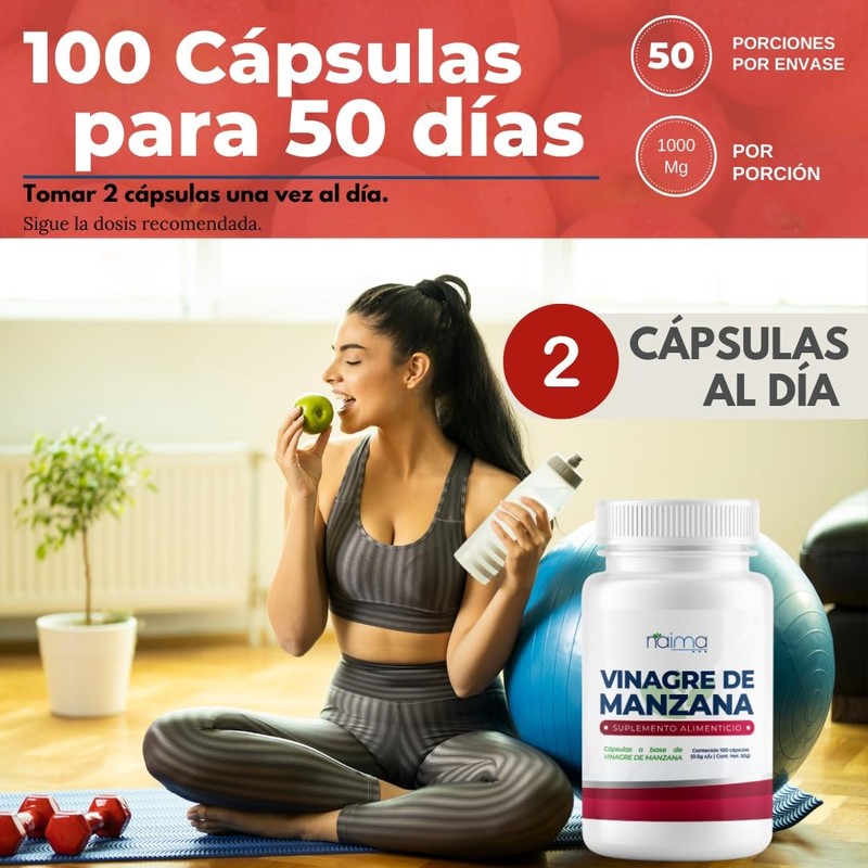 Vinagre de Manzana 500mg en Cápsulas - Ingredientes Naturales (2