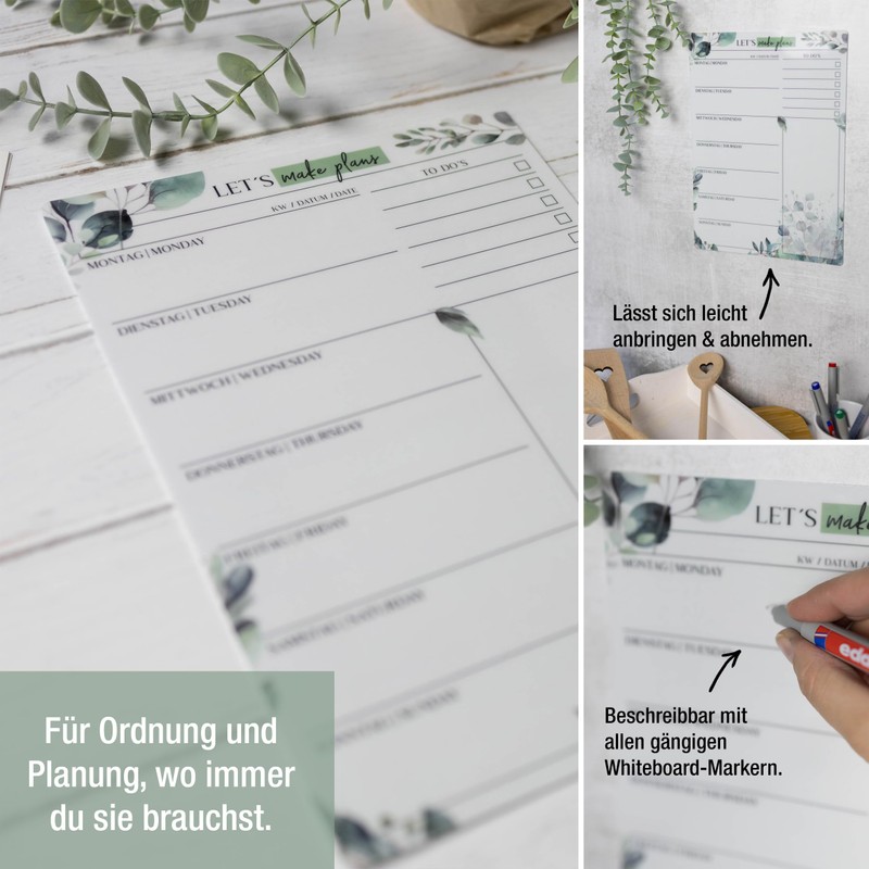 TOBJA Meal Planner Week Wipe-Clean – Sticks to All Surfaces,