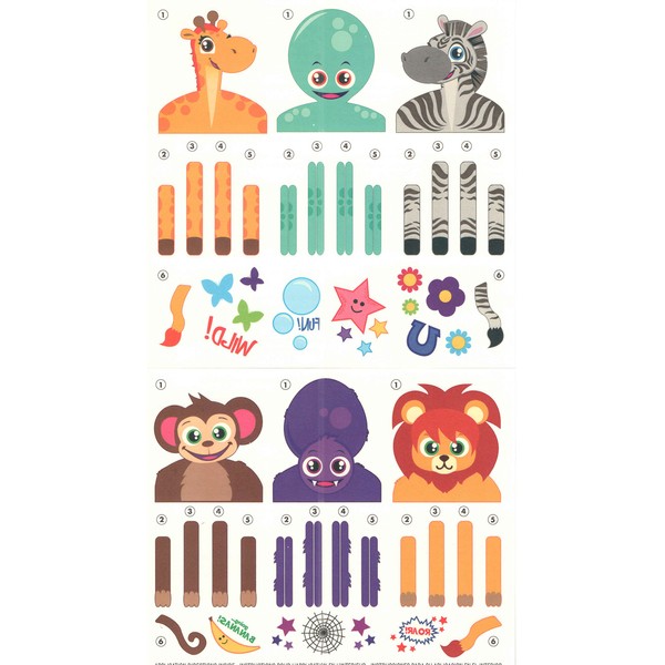 Savvi Hanimals Temporary Tattoos ~ 2 Sheets (Makes 6 Hand