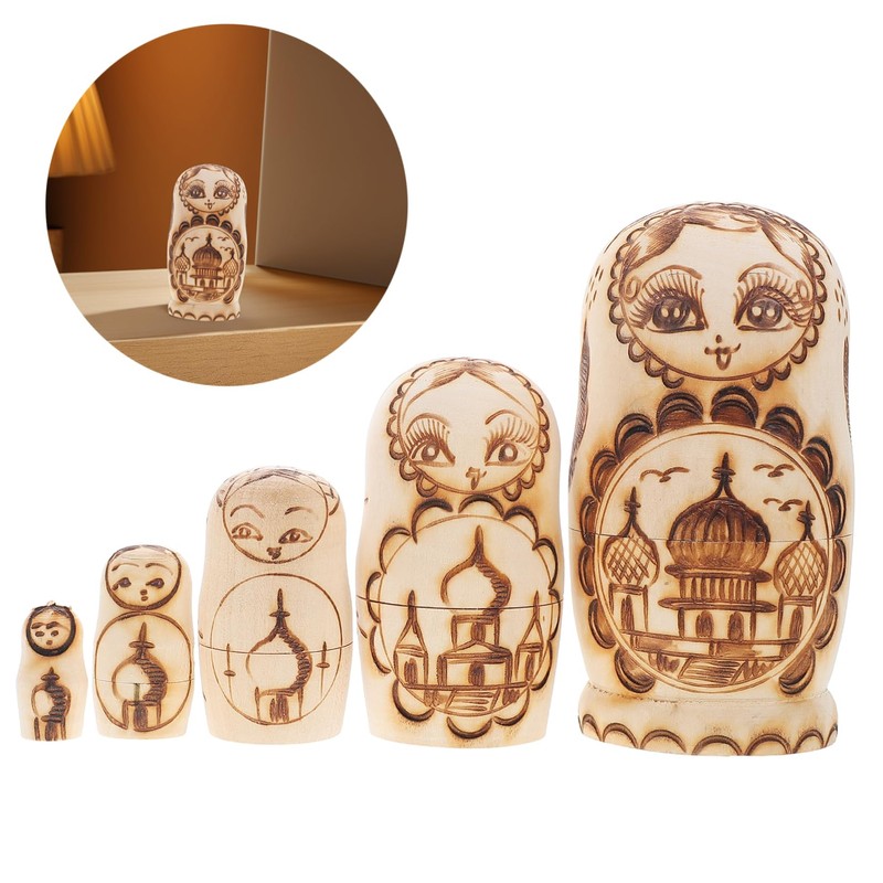 Kisangel Russian Stacking Dolls Handmade Wooden Nesting Dolls Double-Headed Eagle