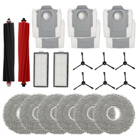 Roborock Qrevo Master Replacement Parts - 22 Piece Accessory Set with Side Brushes, Main Brushes, Filters, Dust Bags, Side Wipes and Round Wipes, Sweeper Replacement Parts