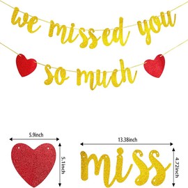 We Missed You So Much Banner Set - Gold Glitter Farewell Party Decorations Supplies Going Away Party Retirement Party Office Work Party Graduation Decoration(Black)