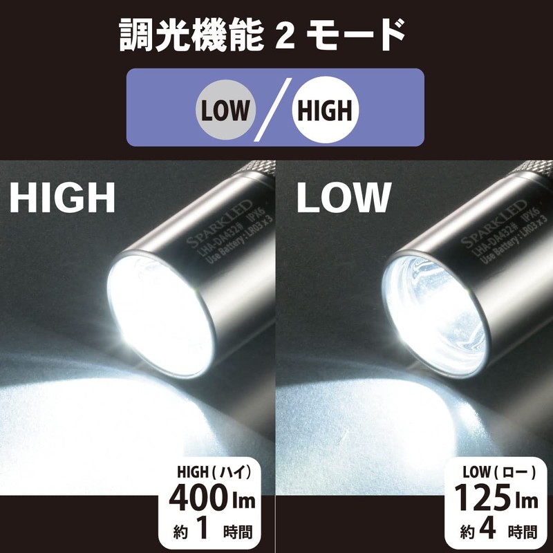 Ohm Electric LHA-DA432-S2 08-1014 OHM Flashlight, LED, Handy Light, Waterproof