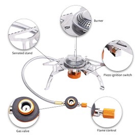 Fire-Maple FMS-105 Portable Camping Gas Stove | 3000W Mini Portable Backpacking Cooking Burner with Piezo Ignition | Outdoor Hiking Trekking Fishing