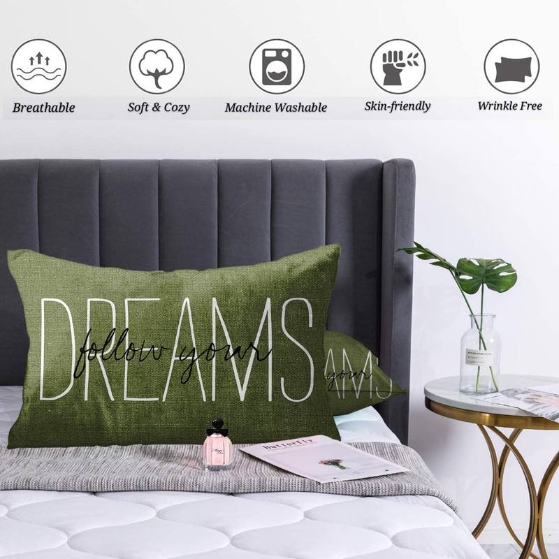 Emvency Olive Green Throw Pillow Cover Rustic Follow Your Dreams