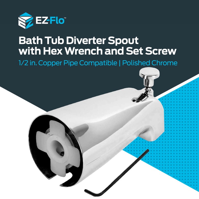 EZ-FLO 5-3/8 Inch Slide-On Zinc Bath Tub Diverter Spout with