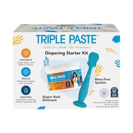 Triple Paste Diaper Rash Cream for Baby & Baby Spatula Bundle - 8 oz Zinc Oxide Ointment and Spatula Treatment, Soothe and Prevent Rash with a Pediatr