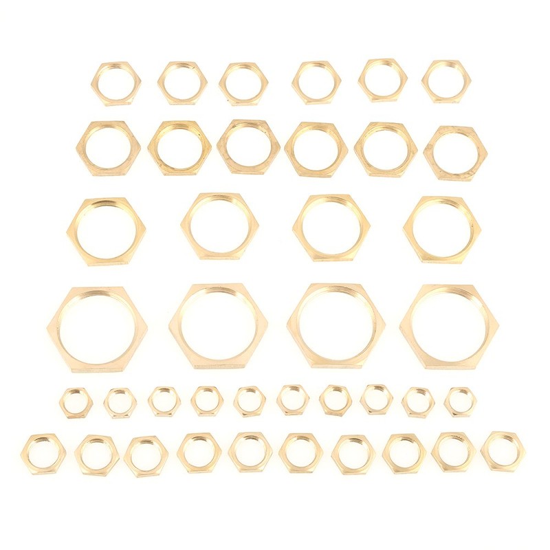 40pcs Brass Hex Lock Nuts G1/8 G1/4 G3/8 G1/2 G3/4