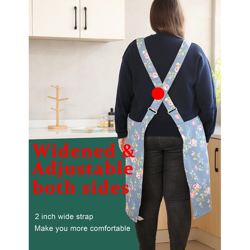 APRONNER Big Plus Size Aprons for Women with Pockets Cotton