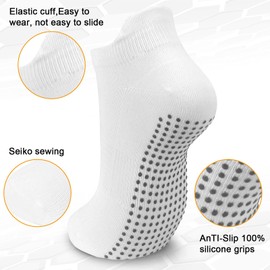 Smlper Non-Slip Yoga Socks Pilates Socks Womens,3 Pairs Ladies Anti-slip Grip Trainer Ankle Socks for Yoga,Pilates,Fitness,Home,Barre,Ballet (Size UK 4-7) (3 Pairs White)