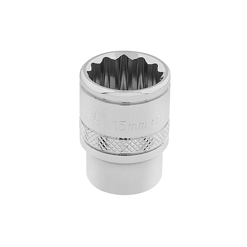 Draper 32778 3/8-Inch Square Drive 12-Point Hi-Torq Metric Socket, 15mm