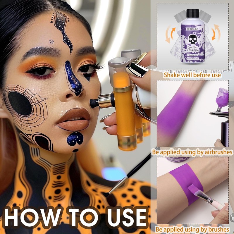 BOBISUKA Light Purple Face Body Paint Liquid Texture Washable Non