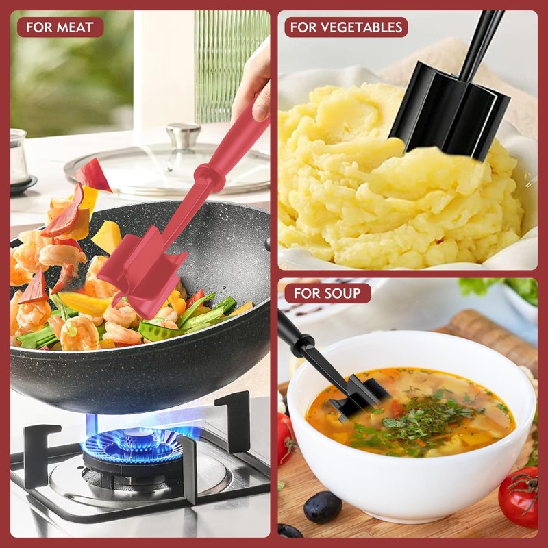 2Pcs Ground Beef Chopper Tool, Meat Masher Ground Beef Heat