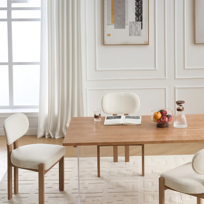 Elegant Farmhouse Accent Cane Solid Wood Leg Chenille Fabric Upholstered