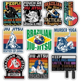 TODOLIA (10Pcs-3in) Brazilian Jiu Jitsu Sticker Pack, Funny Jiu Jitsu Sticker, BJJ Coach Gift, Classroom Decoration for Laptop Tablet Planner Luggage Water Bottle Helmet Car Truck Vehicles