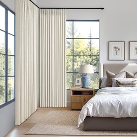 MIULEE Natural Pinch Pleated 100% Blackout Curtains 102 Inch Length 2 Panels Set, Pleat Curtains with Pin Hooks, Black Out Light Blocking Room Darkening Drapes for Bedroom Living Room Window