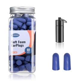 EXGOX Super Soft Foam Earplugs, 38 dB Highest SNR, 60 Pairs, One Size, Fits Virtually Any Wearer, Comfortable for Sleeping, Snoring, Learning, Travel, Concerts, Loud Noises