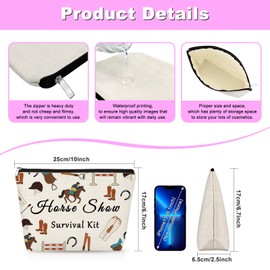 Horse Gifts for Women Makeup Bag Horse Themed Horses Show Day Equestrian Gifts for Women Mom Friends Horses Riders Trainer Animal Lover Birthday Valentine Present Accessories Travel Pouch with Zipper