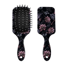 Miwasion Paddle Hair Brush,Cute Detangling Hair Brushes,Glide Through Tangles with Ease,Ease for Girls,Women,Boys,Men,Wet & Dry All Hair(Black Pink Flowers-05)