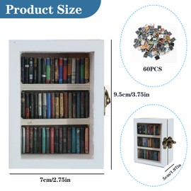 SIHPTO Anxiety Bookshelf Ornament Mini Bookshelf Dollhouse Bookshelf（with 60pcs Mini Books），Miniature Bookshelf Decor Shake Away Your Anxiety，Home Decoration for Book Lovers