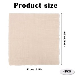 4 Pcs Cloth Napkins42*42cm, Napkins Cotton, Linen Napkins, Napkins Cloth, Linen Cloth, Party Napkins Adults Cloth Reusable Napkins For Christmas/Dinners/Weddings/Bar/Cocktail (Beige)