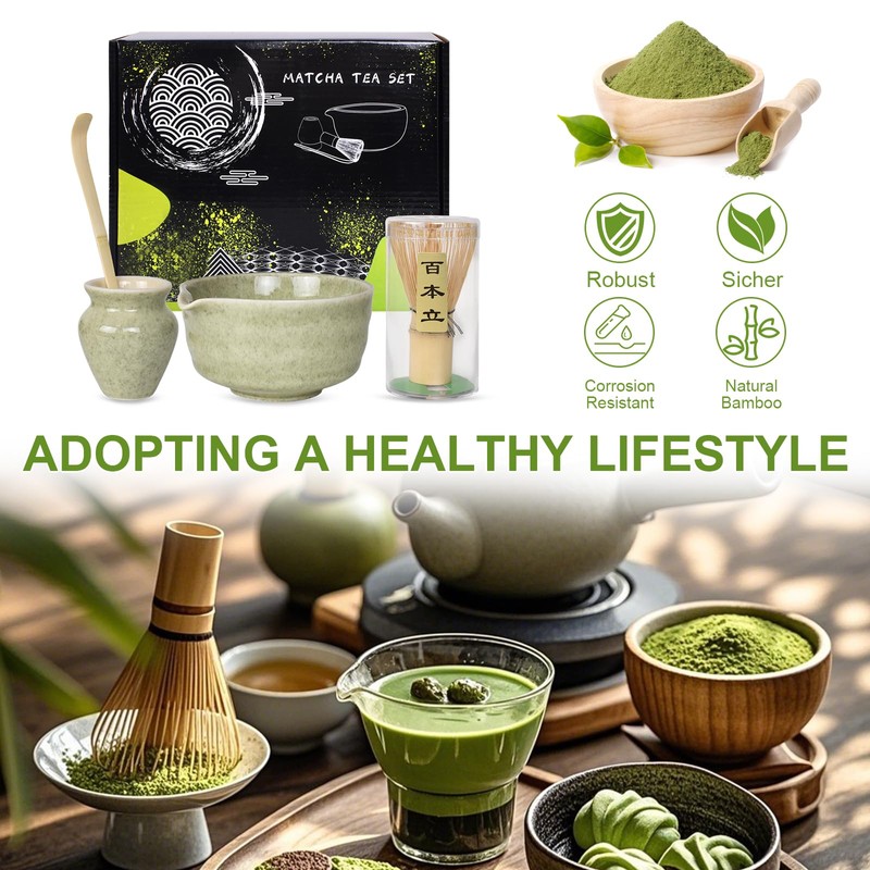 Matcha Tea Set, Matcha Whisk Set, Bamboo Matcha Spoon, Ceramic
