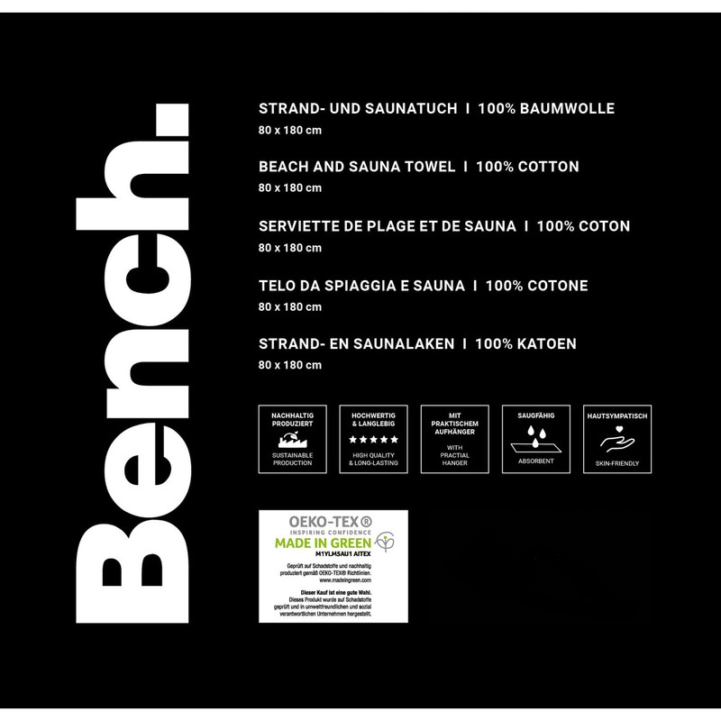 Bench Nature Inspired 6112608537 Beach and Sauna Towel 80 x