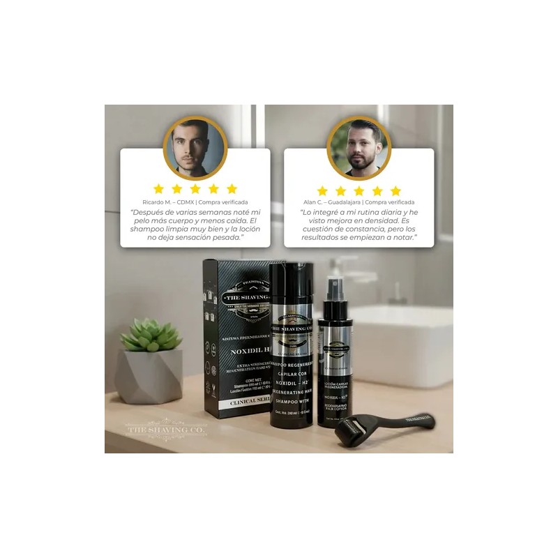 Kit Sistema Capilar Noxidil Shampoo Loción Roller Pelo