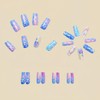 Cute Blue Press on Nails Medium Length Fake Nails Colorful