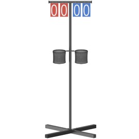 Queension Scoreboard Flipper with Stand, Cornhole Scoreboard with Drink Holder for Corn Hole Games, Pickleball Score Keeper, Scoring Board for Basketball Accessories, Team Sports, Black