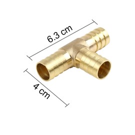 X AUTOHAUX 16mm Hose Barb Brass 3 Way Tee Joiner Adaptor for Air Water Oil Pipe