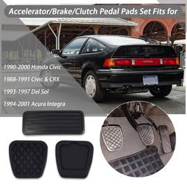 46545-SH3-000 17816-SK7-000 Accelerator/Brake/Clutch Pedal Pads Set Compatible with 90-00 Honda Civic Si,88-91 Civic & CRX,93-97 Del Sol,94-01 Acura Integra