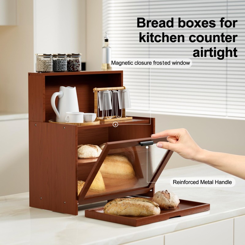 BUTUNITA Bread box for Kitchen Countertop, Farmhouse BreadBoxes for Kitchen
