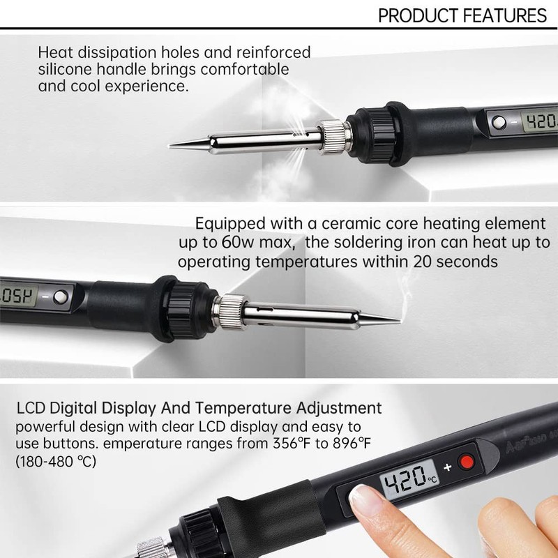 TriLine 80W Display Soldering Iron Kit Adjustable Temperature Welding Tool,