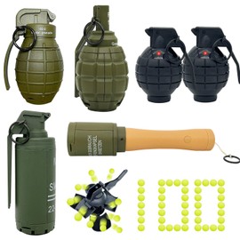 REGLORY Toy-Hand Grenade for CS Battle Game, 6pcs Tactical CS-Grenade Toy with 100 Foam Ammo, 4pcs Pull Ring Grenade Toys & 2 pcs Hand Grenades with Sound and Light Effects for Kids and Teenager