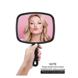 PROTECLE Hand Mirror, 10.3" L x 7.4" W Salon Barber Hairdressing Handheld Mirror with Handle, Square Black