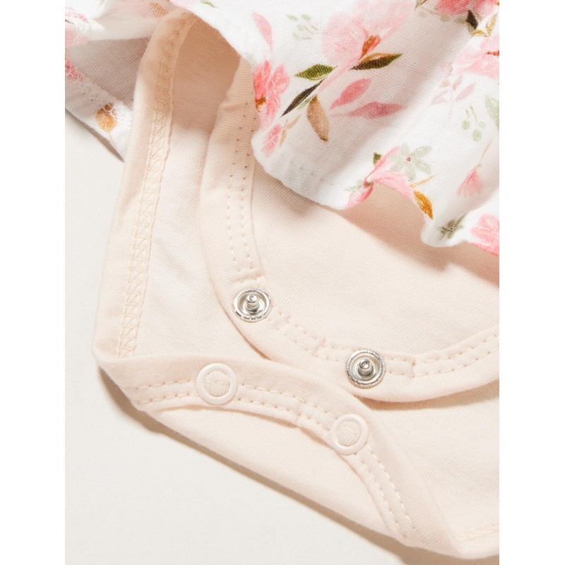 Pinokio Baby Girls' Dress Bodysuit, Écru Pink Summer Mood