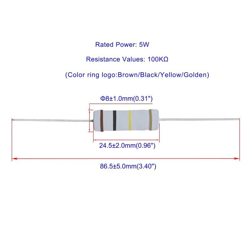 Aopin 100K Ohm Metal Oxide Film Resistors, ±5% Tolerance High