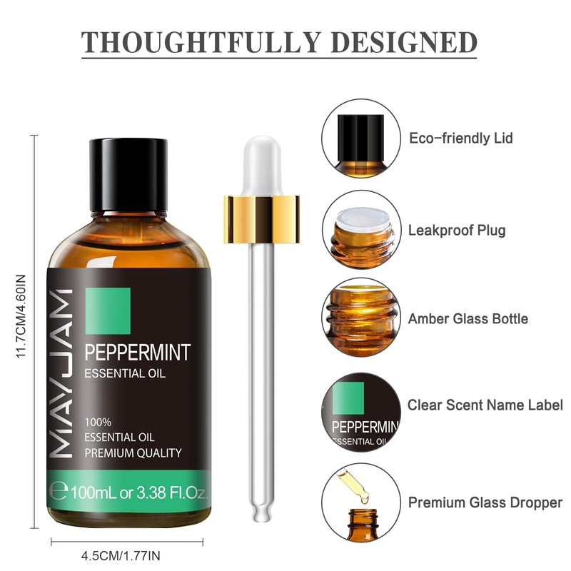 Mayjam Aroma Oil Peppermint Essential Oil 3.4 fl oz (100