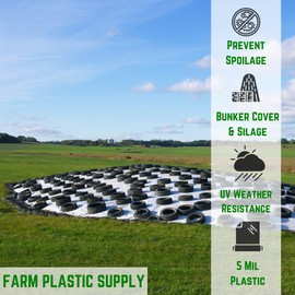 Farm Plastic Supply - Silage Tarp Black/White Plastic Sheeting - 5 Mil (24' x 50') - Heavy Duty Polyethylene Plastic Tarp for Silage Cover, Bunker Cover for Farming, Agriculture, Ground Covering