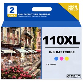 KANTEN High Capacity 110 Ink Cartridges CB304AN 110XL Tri-Color Ink Cartridge Remanufacture Compatible with 110 Tricolor Ink Cartridge for photosmart Printer(2-Pack)
