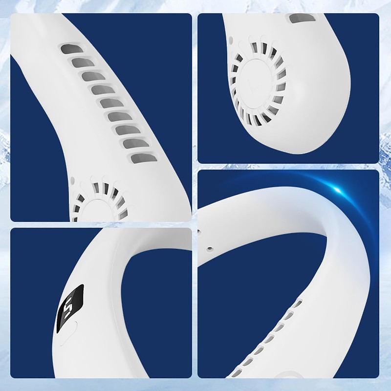 jkuoo Neck Fan, 5-Speed Adjustable, 360° Rotation, USB Rechargeable, Quiet