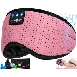 MUSICOZY Bluetooth 5.4 Sleep Headphones Eye Mask, Breathable Sleeping Headband Headphones with Wireless Earbuds Earphones for Side Sleepers Mom Women Cool Tech Unique Gifts Gadget